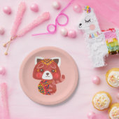 Assiettes En Carton Le panda rouge mignon (Fête)