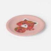 Assiettes En Carton Le panda rouge mignon (Angle)