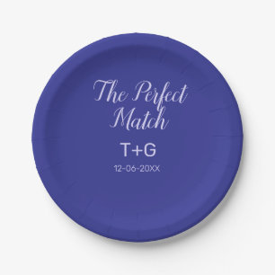 Assiettes En Carton Le parfait match bleu royal luxe ajout nom de coup