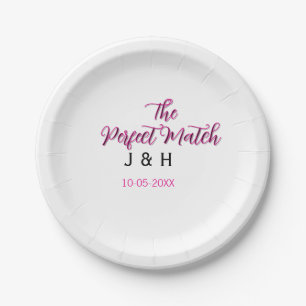 Assiettes En Carton Le parfait match rose noir nom date mariage cou