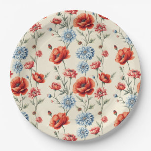 Assiettes En Carton Le pavot à la campagne française et la toile dahli