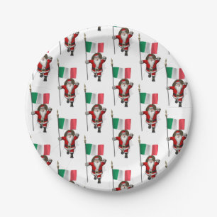 Assiettes En Carton Le Père Noël Avec L'Ensigne D'Italie
