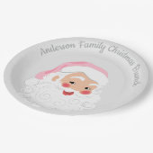 Assiettes En Carton Le Père Noël en Casquette rose Noël (Angle)