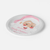 Assiettes En Carton Le Père Noël en Casquette rose Noël (Angle)