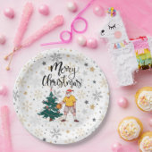 Assiettes En Carton Le Père Noël joue avec Noël   (Fête)
