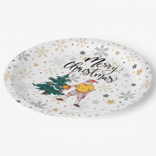 Assiettes En Carton Le Père Noël joue avec Noël   (Angle)