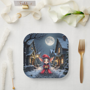 Assiettes En Carton Le Petit Messager de Noël.