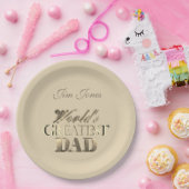 Assiettes En Carton Le plus grand papa du monde Elegant Gold Look ivoi (Fête)