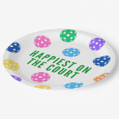Assiettes En Carton Le plus heureux sur la Cour Pickleball Napkins (Angle)