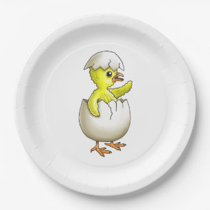 Assiettes En Carton Le poussin de Pâques nouvellement éclos