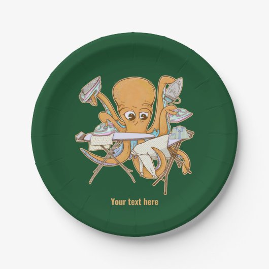 Assiettes En Carton Le repassage des pieuvres, submergé par les corvée (Devant)