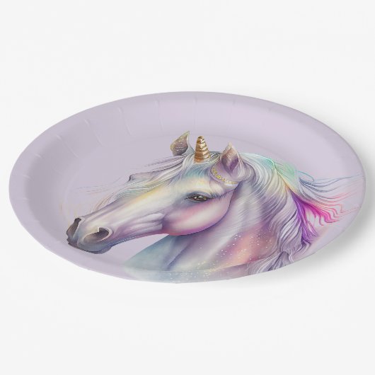 Assiettes En Carton Le rêve de Unicorn (Angle)
