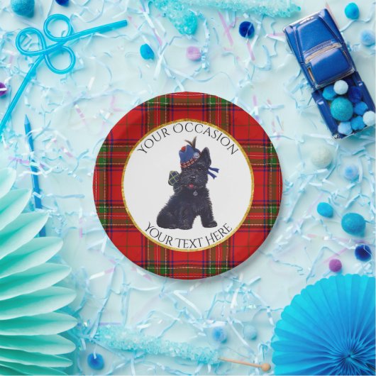 Assiettes En Carton Le Scottie mignon personnalisent (Fête)