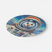 Assiettes En Carton Le Snowman est un astronaute à Noël (Angle)