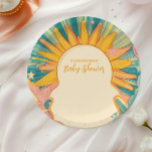 Assiettes En Carton Le Soleil Ici Venez Le Baby shower Son<br><div class="desc">Faites-vous plaisir avec Sunshine Gender Neutral Boho Sun Paper Plates! Présentant un design chic de soleil boho avec des tons chauds et neutres comme le beige, la terre cuite et la crème, ces assiettes apportent une touche moderne et neutre pour chaque événement. Parfait pour les baby showers, les anniversaires ou...</div>