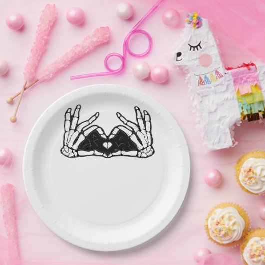 Assiettes En Carton Le Squelette Met La Tête D'Un Coeur (Fête)