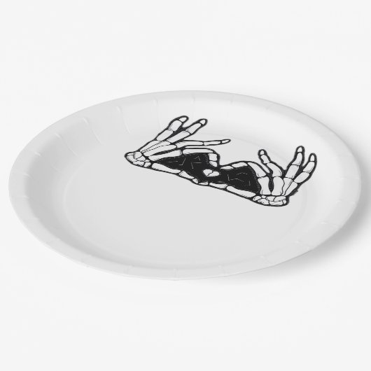 Assiettes En Carton Le Squelette Met La Tête D'Un Coeur (Angle)