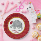 Assiettes En Carton Le tatou de Père Noël tient le premier rôle Noël (Fête)