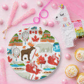 Assiettes En Carton Le thème canadien moderne et coloré (Fête)