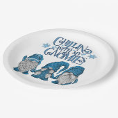 Assiettes En Carton Le Trio d'hiver bleu Noël avec mes nanas (Angle)