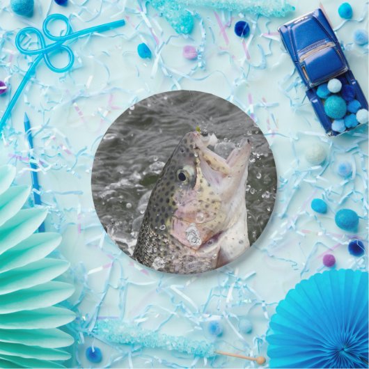 Assiettes En Carton Le truite arc-en-ciel prend l'amorce (Fête)