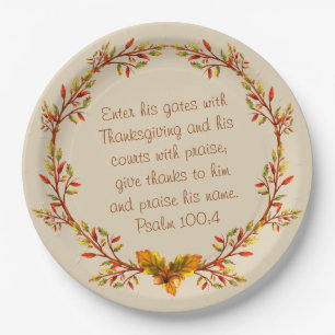 Assiettes En Carton Le vers de bible de guirlande de thanksgiving