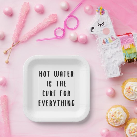 Assiettes En Carton L'eau chaude est le remède à tout (Fête)