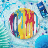 Assiettes En Carton Lecteurs de peinture Abstraits colorés (3) (Fête)