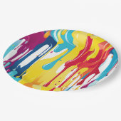 Assiettes En Carton Lecteurs de peinture Abstraits colorés (3) (Angle)