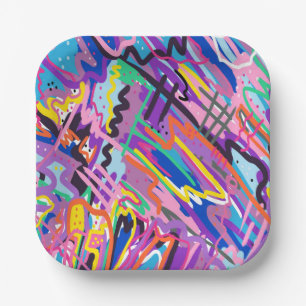 Assiettes En Carton Lecture couleur Impression Abstraite