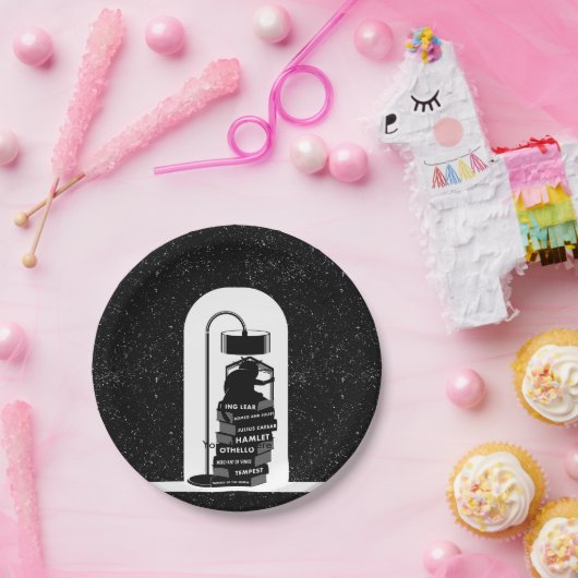 Assiettes En Carton Lecture de chats noirs Shakespeare Joues (Fête)