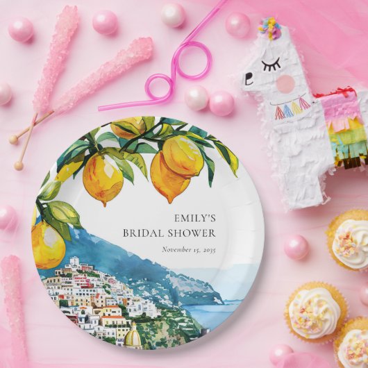 Assiettes En Carton Lemon Citrus Amalfi Coast Enterrement de Vie de Je (Fête)