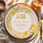 Assiettes En Carton Lemon Floral 1st Birthday Floral  Paper Plates<br><div class="desc">Lemon Floral 1st Birthday Floral Paper Plates</div>