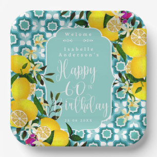 Assiettes En Carton Lemon Méditerranée 60e Anniversaire Bleu Océan