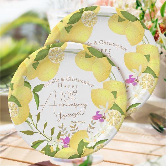 Assiettes En Carton Lemon Squeeze Anniversary White