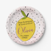 Assiettes En Carton Lemonade rose moderne 1er anniversaire (Devant)