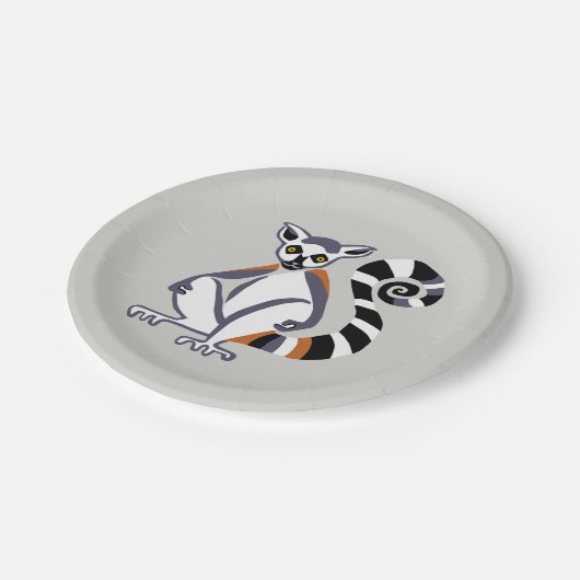 Assiettes En Carton LEMUR à queue d'animal du parti - Primate en voie  (Angle)