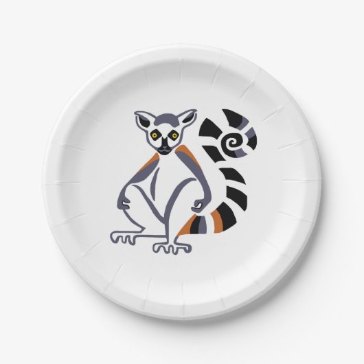 Assiettes En Carton LEMUR à queue de cerne cool - En voie de dispariti (Devant)