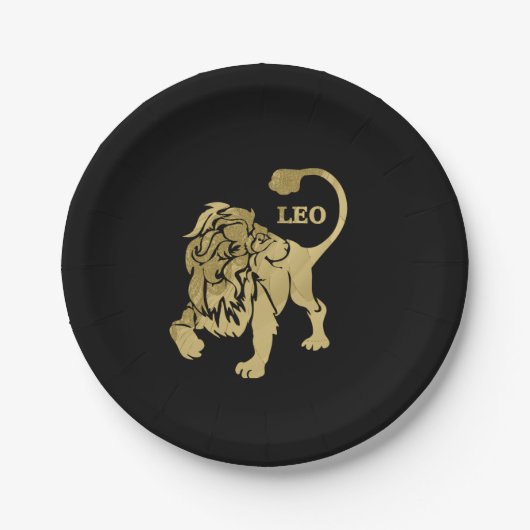 Assiettes En Carton Leo Lion Zodiac Noir (Devant)