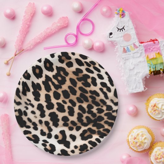 Assiettes En Carton Léopard à crème Brown (Fête)