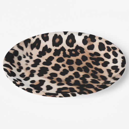 Assiettes En Carton Léopard à crème Brown (Angle)
