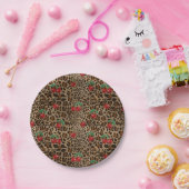 Assiettes En Carton Leopard Cheetah Animal Print Red Cherry Pattern (Fête)