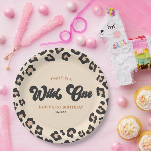Assiettes En Carton Leopard Cheetah Imprimer Wild Un 1er anniversaire  (Fête)