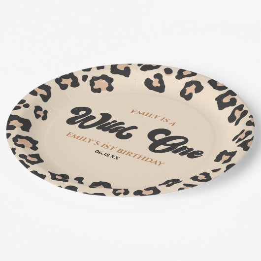 Assiettes En Carton Leopard Cheetah Imprimer Wild Un 1er anniversaire  (Angle)
