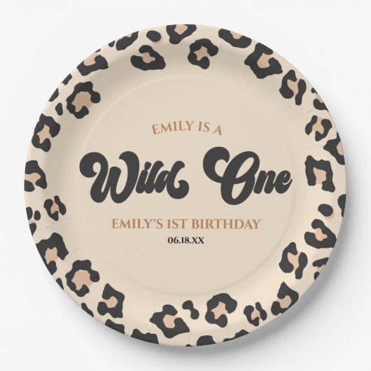 Assiettes En Carton Leopard Cheetah Imprimer Wild Un 1er anniversaire  (Devant)