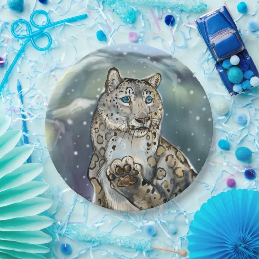 Assiettes En Carton Léopard des neiges (Fête)