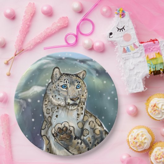 Assiettes En Carton Léopard des neiges (Fête)
