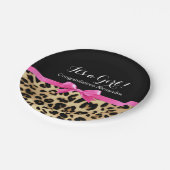 Assiettes En Carton Leopard Hot rose Bow C'est un Baby shower Safari f (Angle)