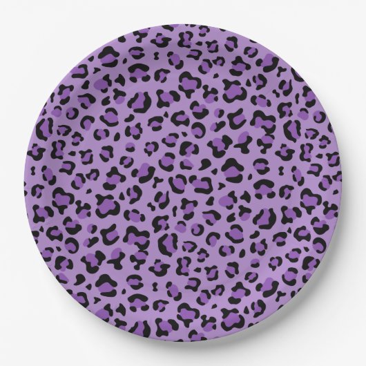 Assiettes En Carton Leopard Print, Léopard Spots, Purple Leopard (Devant)