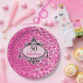 Assiettes En Carton Leopard rose 50 et fabuleux 50e anniversaire (Fête)